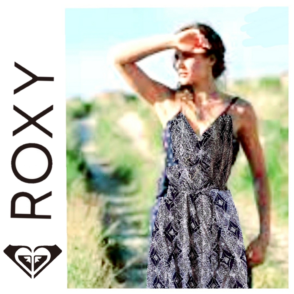 💥ROXY Anthracite Print Wrap Dress